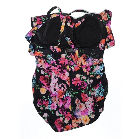 Torrid Black Floral Underwire Swim One Piece Swimsuit 3X D/DD NWT 16941461 - Picture 5 of 15